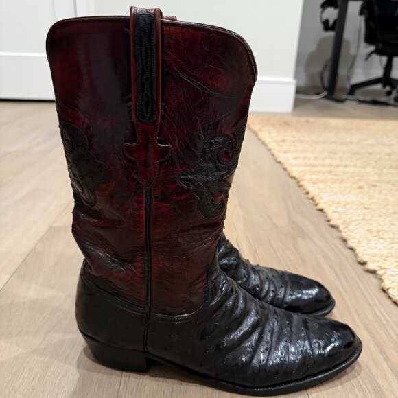 Men\'s Black Ostrich Skin Lucchese Boots